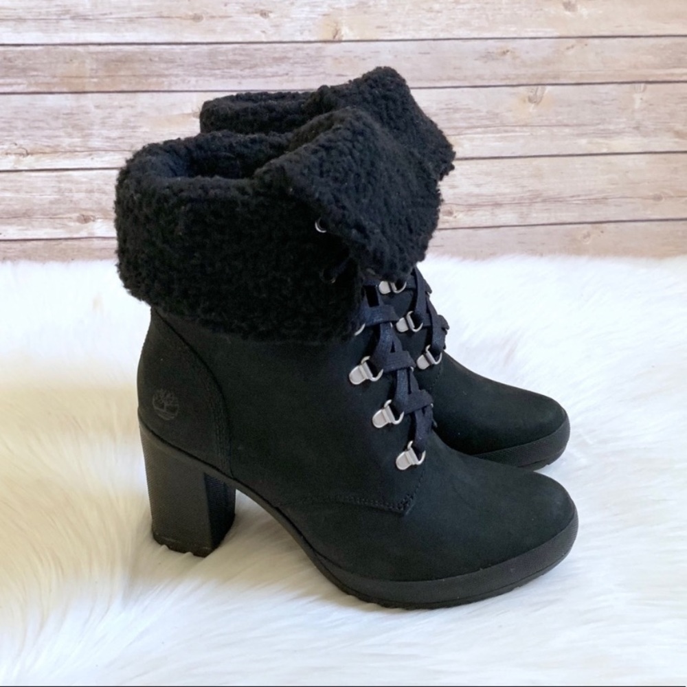 Timberland Black Camdale Fleece Fold Down Boots - Picture 2 of 7
